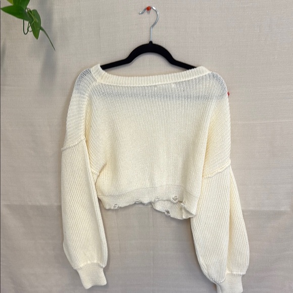 Timing Cream Crew Neck Sweater with Relaxed Fit - Picture 2 of 2